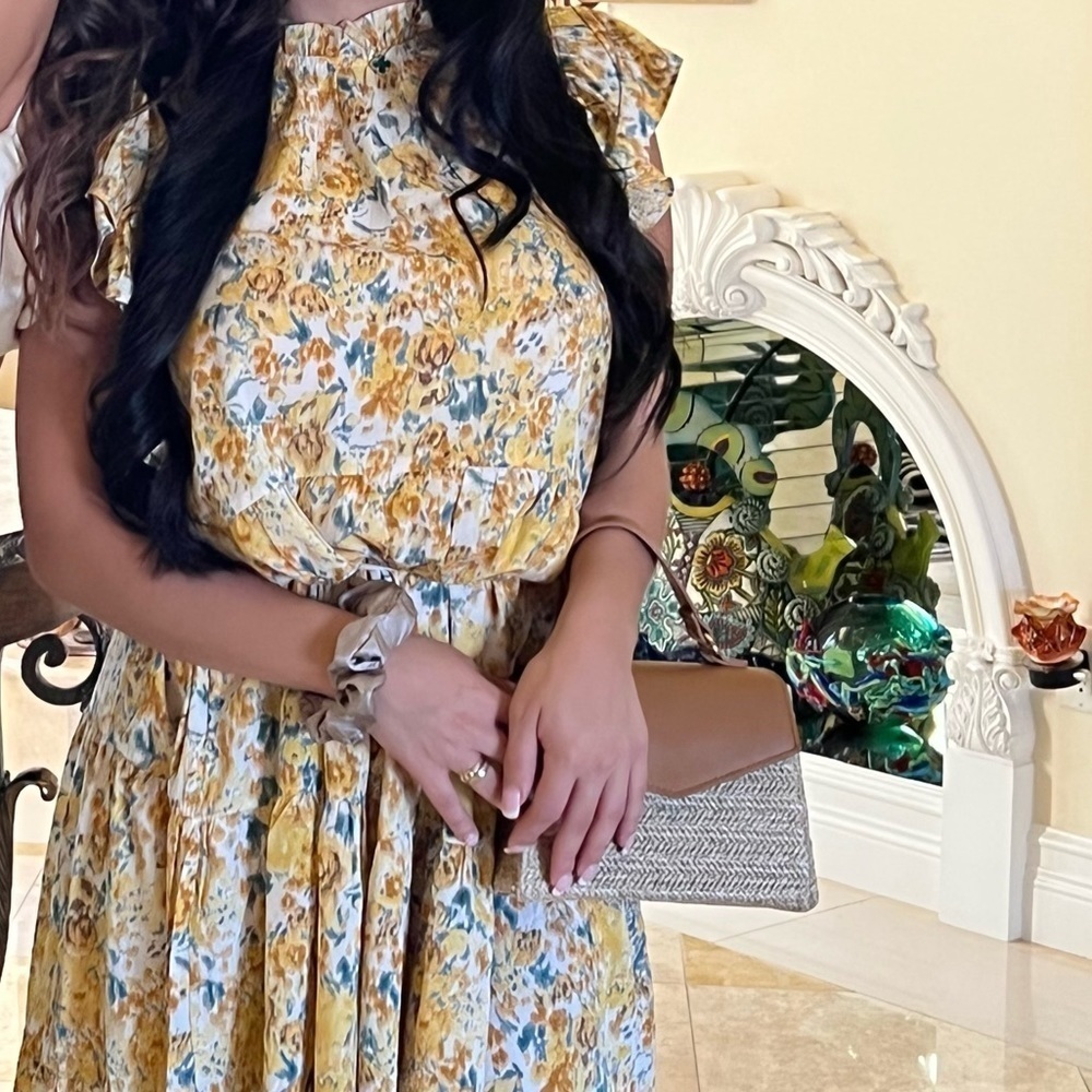 Yellow flowery long dress - Picture 3 of 3